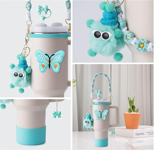 Stanley Cup Accessories Set I Water Bottle Handle Strap, Silicone Cup Boot, Lipstick Holder, Keychain Charms & Handle Charms,Straw Topper Accessories for Stanley Cups 40oz/30oz