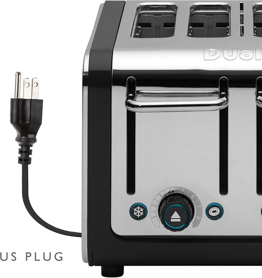 Dualit Design Series 4 Slice Toaster | Polished Stainless Steel with Black Trim | Extra-Wide Slots – Peek and Pop Function – Patented Perfect Toast Technology – Matching Kettle Available