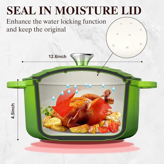 Umite Chef 5QT Enameled Cast Iron Dutch Oven Pot with Lid, Heavy-Duty, Cookware for Bread Baking, Braising, Stews, Roasting, Wedding Registry Ideas & Gifts(Green)