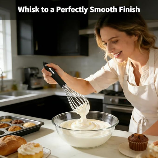 3 Packs Stainless Steel Whisk Set - Balloon Whisk, Anaeat Thick Stainless Steel Wire & Strong Handles, Egg Beater for Cooking, Blending, Whisking, Beating and Stirring (9"+11"+12")