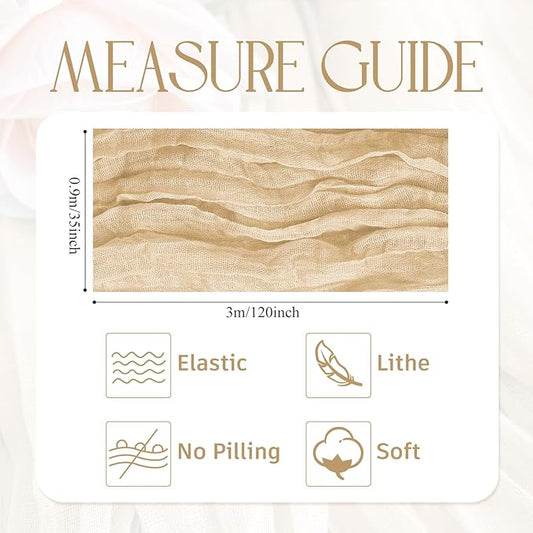 Wokceer Cheesecloth Table Runner 2Pack 10FT Sand Boho Christmas Gauze Cheese Cloth Table Runner for Party Easter Rustic Sheer Table Runners for Baby Bridal Shower Wedding Table Decor