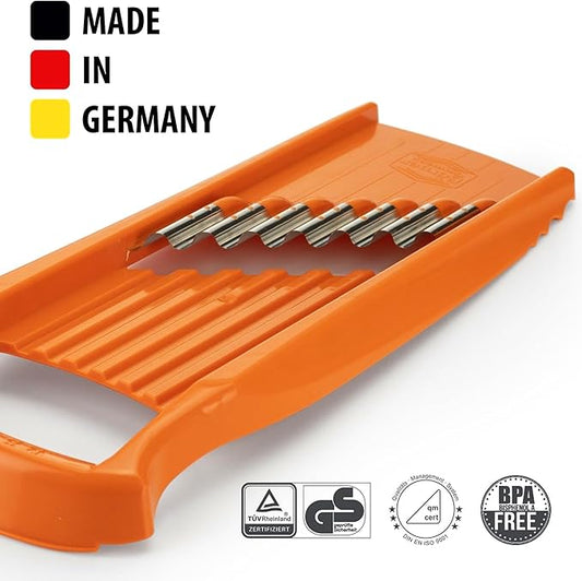 Börner by Reston Lloyd Wave-Waffle XXL Power Line • Crinkle Cut/Spirelli Vegetable Slicer • Slicer for Wave Waffle Cut Vegetables • Wavy French Fries • Made in Germany, Orange