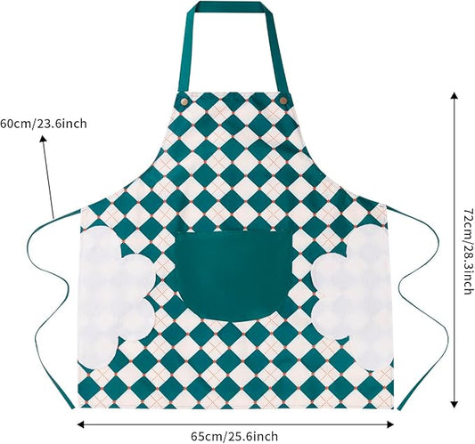 DILLMAN 2 Pack Floral Aprons with Pocket Blooming Womens Waterproof Adjustable Cooking Aprons Kitchen Gardening Salon