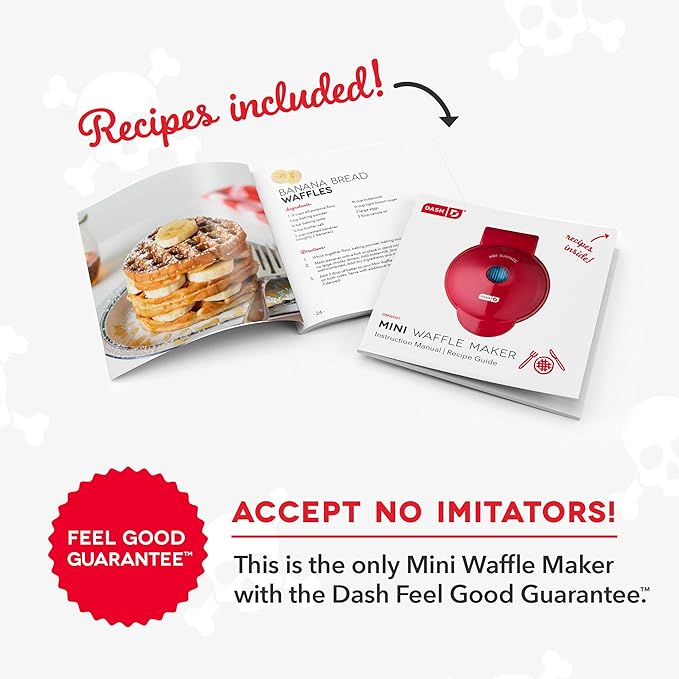 Dash Mini Waffle Maker (2 Pack) for Individual Waffles Hash Browns, Keto Chaffles with Easy to Clean, Non-Stick Surfaces, 4 Inch, Halloween, Black