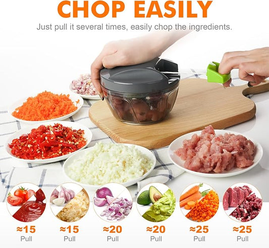Ibergrif M501 Manual Onion Cutter, Multifunctional Onion Chopper, Multi Chopper with Lid, BPA-Free, Easy Pull Chopper Manual for Onions, Garlic, Nuts