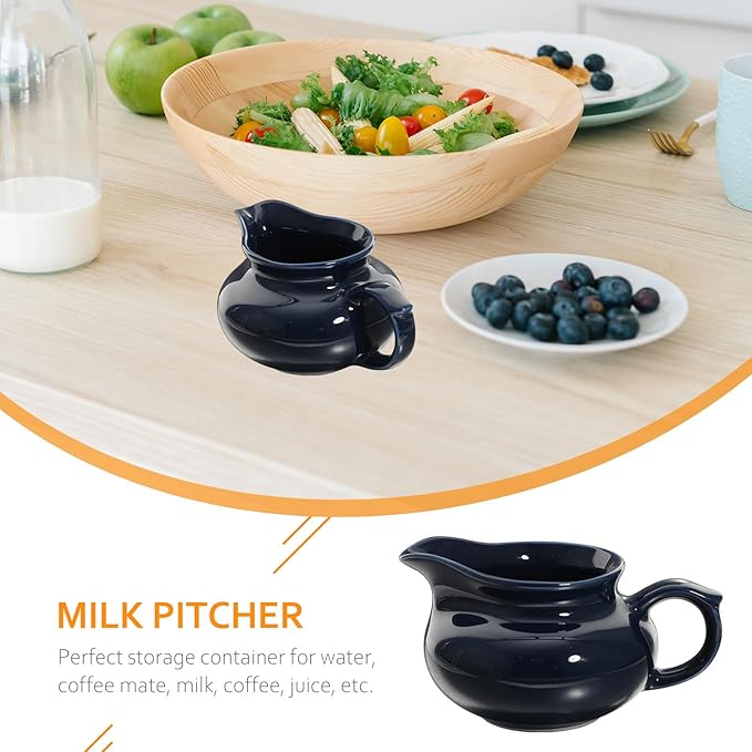 BESTOYARD Ceramic Milk Pot Sauce Boat with Handle 4.72X3.54X2.36In Multi-Function Gravy Boat for Home Kitchen Dining Easy Pour Sauce Cup