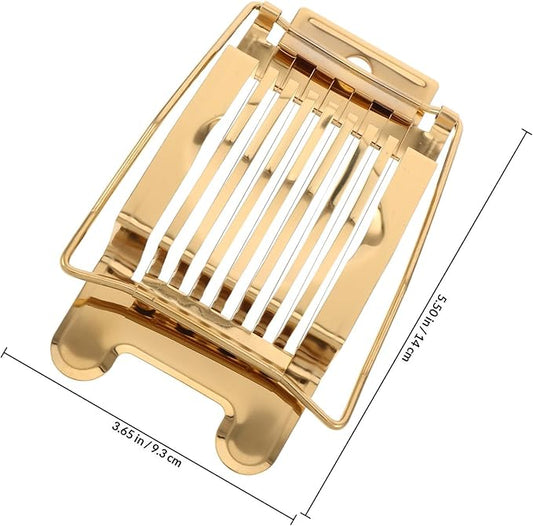 BESPORTBLE Heavy Duty Stainless Steel Egg Slicer and Handheld Fruit Dicer for Hard Boiled Eggs and Strawberries Kitchen Cutter Tool with Gold Finish for Home Use
