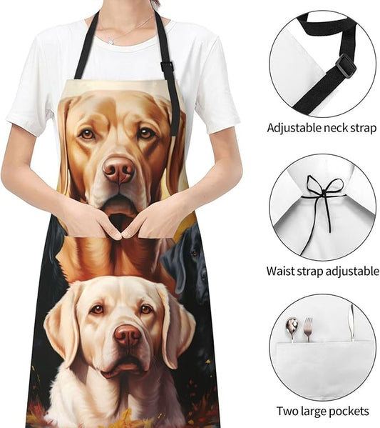 Apron with Pockets Aprons for Women Men Kitchen Chef Apron for Cooking Gardening Server Waitress Painting