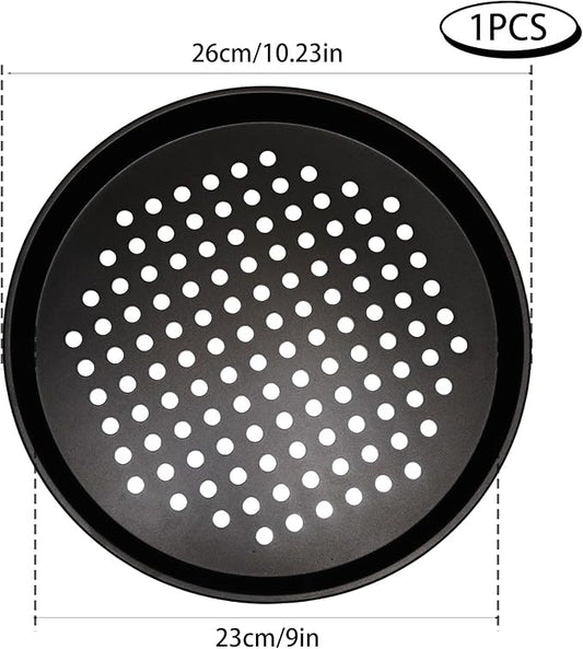 WINDAWNKE 10 Inch Round Pizza Pan with Holes, Carbon Steel Pizza Pans fo Frozen & Homemade Pizza, Nonstick Pizza Tray for Oven