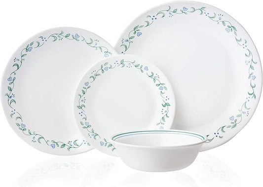 Corelle Vitrelle 10.25" Dinner Plates Set, Triple Layer Glass and Chip Resistant, Lightweight Round Plates, 8-Piece Country Cottage