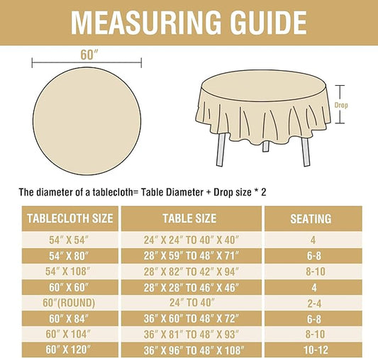 H.VERSAILTEX Linen Table Cloths Round 60 Inch Premium Tablecloth Spill-Proof Waterproof Table Cover for Dining Buffet Feature Extra Soft and Thick Fabric Wrinkle Free, Sage
