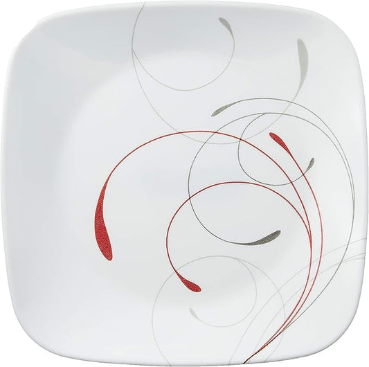 Corelle Vitrelle 6-Piece Salad Plate Set, Triple Layer Glass and Chip Resistant, Lightweight Square 8-1/2-Inch Plates Set, Splendor