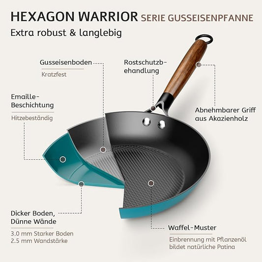 YUTANN Nonstick Frying Pan Set, 8" 10" 12" Ceramic Frying Pans, Pre-seasoned Cast Iron Pan Cookware Set with Removable Handle, Dishwasher Safe, Free of PFAS & PFOA, Compatible with All Stovetops