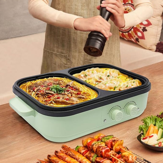 29.53 in Electric Hot Pot With Grill Area, Multi-Purpose Hot Pot, 2-In-1 Electric Hot Pot, For Family, Family Gatherings, Friends Gatherings
