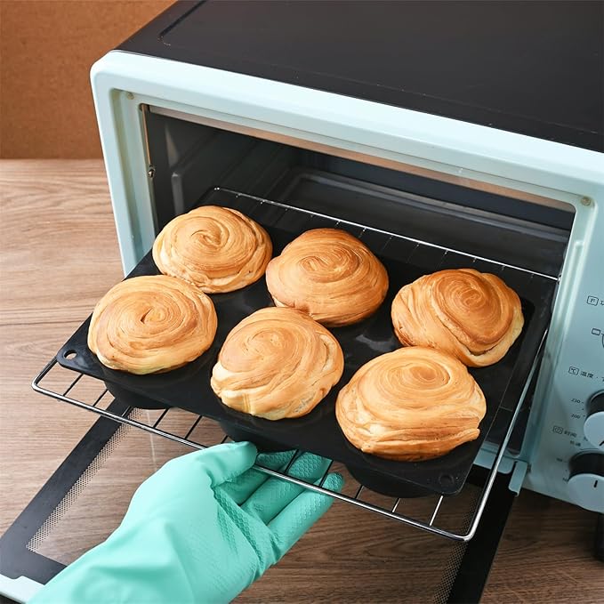 Mirenlife 6 Cups Non-Stick Silicone Muffin Pan and Cupcake Maker, Large Size Cupcake Pan, Set of 2