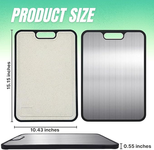 Titanium Cutting Board, 15''x10'' Pure Titanium Cutting Boards for Kitchen, Large Titanware/Wheat Straw Chopping Board with Handle, Gift for Women Wife Mom