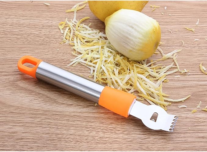 Stainless Steel Lemon Zester and Citrus Peeler Hanging for Grating Slicing and Shaving Fruits and Chocolate Kitchen Random
