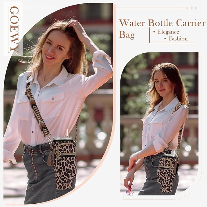 Water Bottle Carrier Bag for Stanley 40/30 oz Tumbler with Phone Pocket Neoprene Water Bottle Holder with Shoulder & Handheld Strap Stanley Cup Accessories