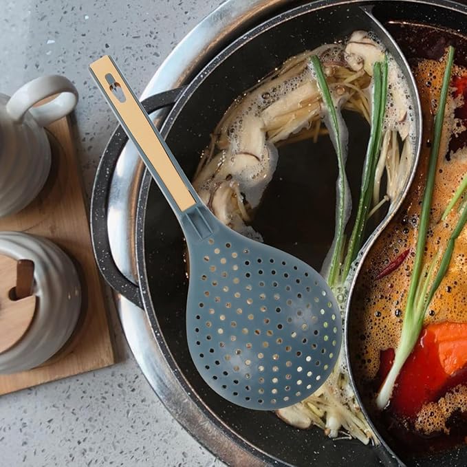 Long Handle Spoon Ladle 13.78 Inch Heatproof Abs Skimmer Strainer for Kitchen Cooking Ramen Noodle Dumplings Hot Pot
