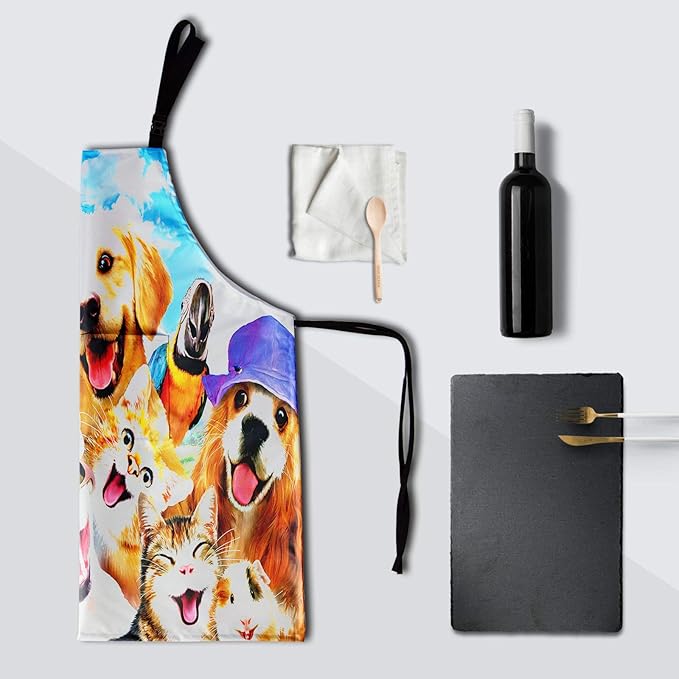 Apron with Pockets Aprons for Women Men Kitchen Chef Apron for Cooking Gardening Server Waitress Painting