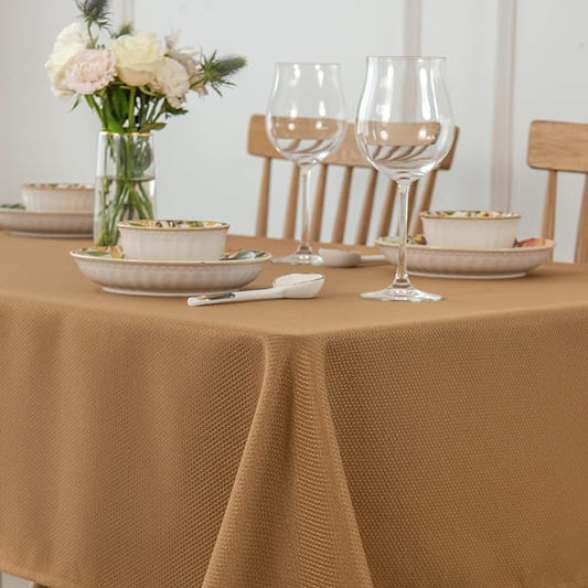maxmill Fall Tablecloth Waterproof Spillproof Wrinkle Resistant Soft Textured Table Cloth for Harvest Thanksgiving Dinner and Party Indoor and Outdoor Use,Rectangle 52 x 70 Inch, Amber Bronze