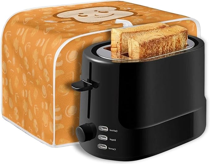 Annejudy Cute Bread Print Toaster Covers Dust and Greasy Protection Bread Maker Covers for 4 Slice Toasters