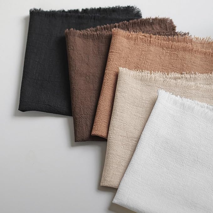 Handmade Cloth Napkins 100% Cotton Napkins with Fringe,Delicate Handmade Cloth Napkins for Dinners, Parties, Weddings and More,18 x 18 Inch Set of 6 - Beige