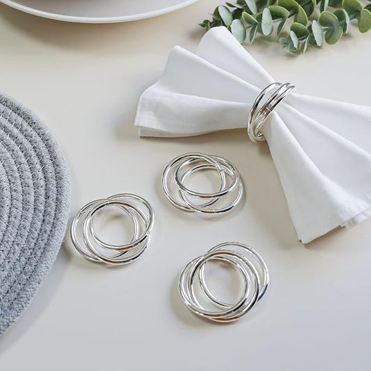 Napkin Rings Set of 8,Silver Napkin Ring Holders for Spring,Wedding,Easter,Valentine,Birthday,Holiday, Hotel, Dinner Party,Christmas and Table