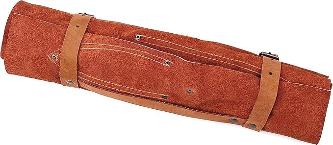 Custom Made Damascus Steel #6 Pcs of Professional Utility Kitchen knives Set Comes with Sweet Leather Roll Kit (3712) (Black Pakkawood)