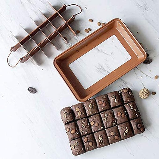 Brownie Pan, Non Stick Brownie Pans With Dividers, 18 Pre-slice Brownie Baking Tray, High Carbon Steel Bakeware for Oven Baking, Size 12 X 8 X 2 Inches