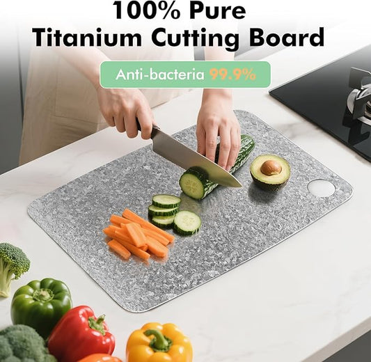 Titanium Cutting Board, 100% Pure Titanium Chopping Board for Kitchens, Antibacterial Double-Sided Cutting Boards for Kitchen and Outdoor Cooking (16"x11")