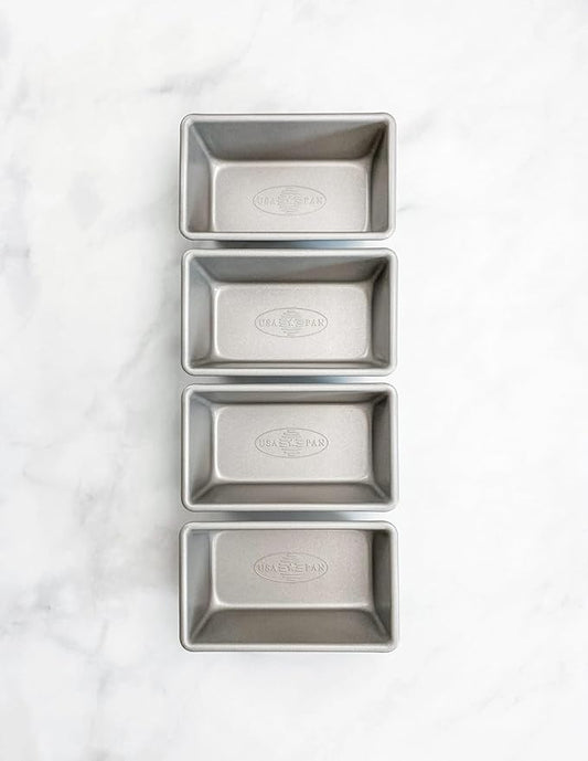 USA Pan Bakeware Nonstick Mini Loaf Pan, Set of 4, Aluminized Steel