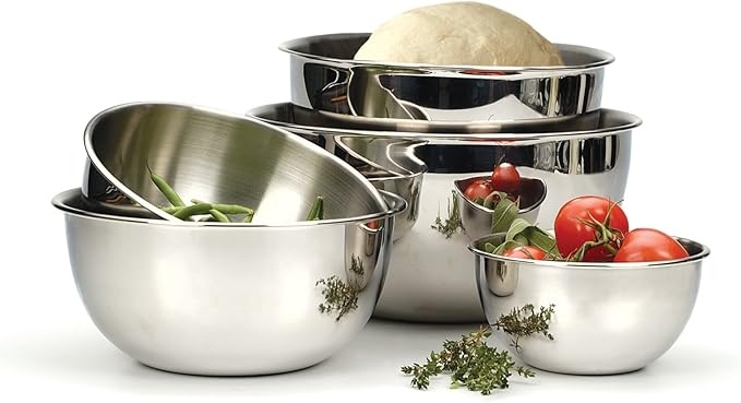 RSVP International Endurance Stainless Steel Mixing Bowls, 4 Quart