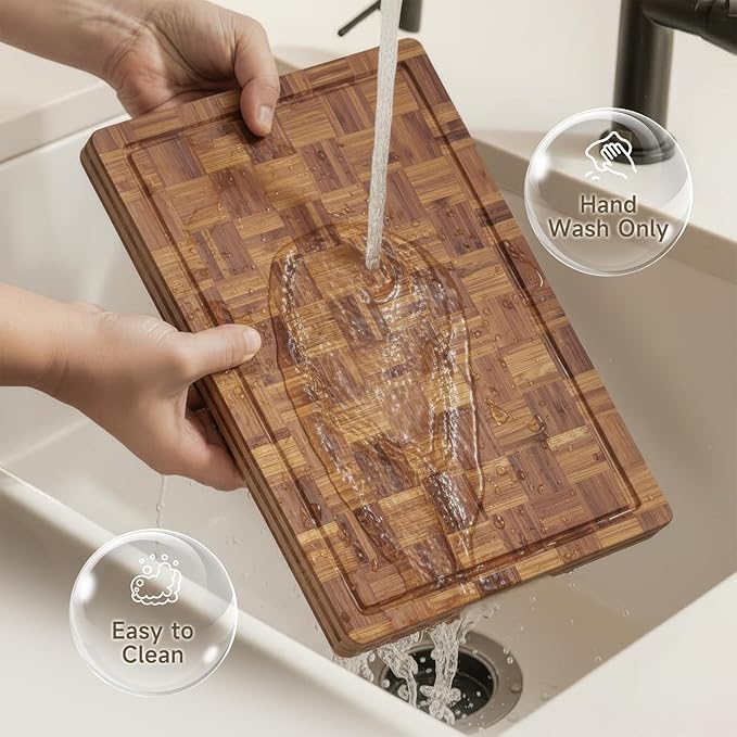 Large Cutting Boards for Kitchen,3 Packs Bamboo Chopping Boards with Juice Groove,suitable for cutting meat, vegetables, fruits, and cheese, and with a base for convenient storage