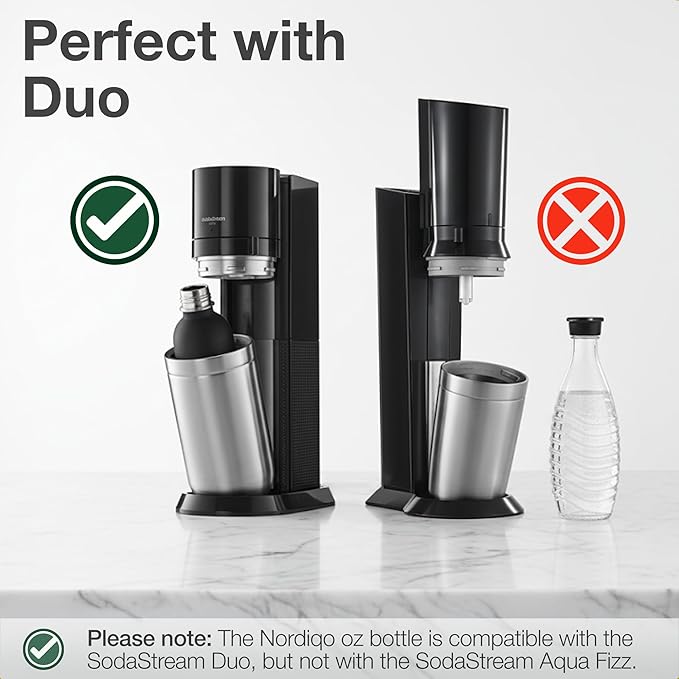 Stainless Steel Carbonating Bottle 33 oz | Compatible with Aarke Carbonator 3, Sodastream (Excl. model Aqua Fizz + Jet) and many others | Dishwasher Safe, No Expiration Date, BPA-Free