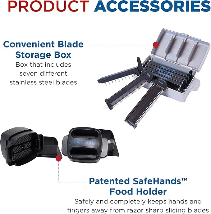 Jaccard ABS SafeHands Mandolin Slicer with Seven Interchangeable Blade Cartridges - QUITE POSSIBLY THE SAFEST MANDOLIN IN THE WORLD Black