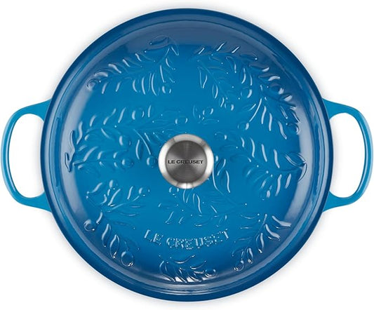 Le Creuset Olive Branch Collection Enameled Cast Iron Signature Braiser, 3.5 qt., Marseille with Embossed Lid