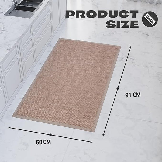 Kitchen Rug, Rubber Non Slip Kitchen Rugs Washable, Absorbent Runner Mat for Floor, Machine Washable Standing Mats for in Front of Sink, Door, Laundry, Entryway, Hallway (Camel, 36" × 24")