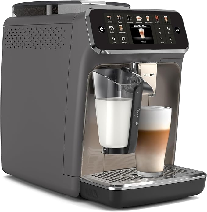 Philips 5500 Series Fully Automatic Espresso Machine, LatteGo Milk System, Integrated Grinder, 20 Hot & Iced Coffee Pre-Sets, Quick Start, SilentBrew, 15-Bar Pressure, Black Chrome (EP5544/94)