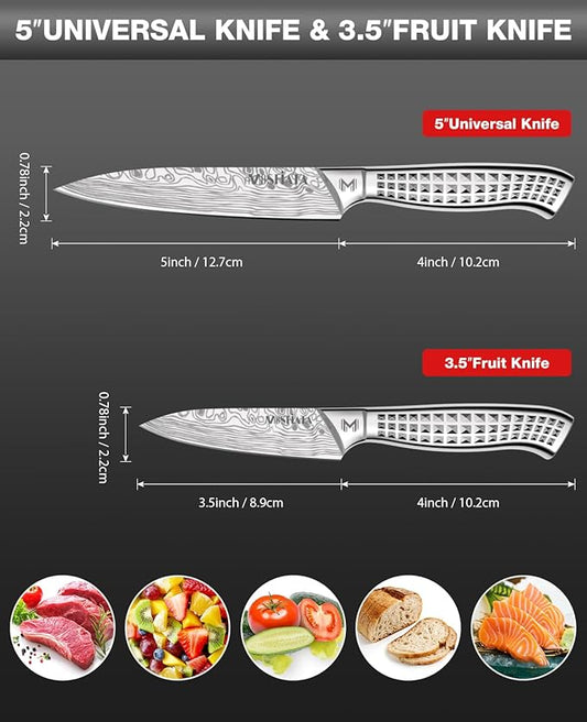 MOSFiATA 2pcs knife set,Stainless Steel Handle, Knives Set for Kitchen, Chef Knife Set Come with Gift Box