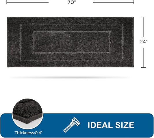 PURRUGS Machine Washable Kitchen Runner Rug 24" x 70", Non-Slip/Skid Hallway Runner Rug, Super Absorbent Soft Area Rug for Kitchen, Hallway & Laundry, Rolled Packaging, Charcoal