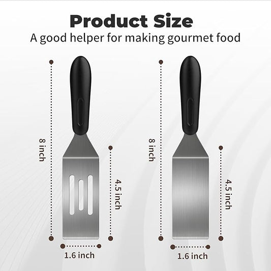 Stainless Steel Spatula Set,Mini Serving Spatula for Kitchen Use,Metal Spatula for Cooking with Heat Resistant Handle,Metal Spatulas for kitchen use for Pancakes、Lasagna、Brownies、Cake and Cookie (2PC)