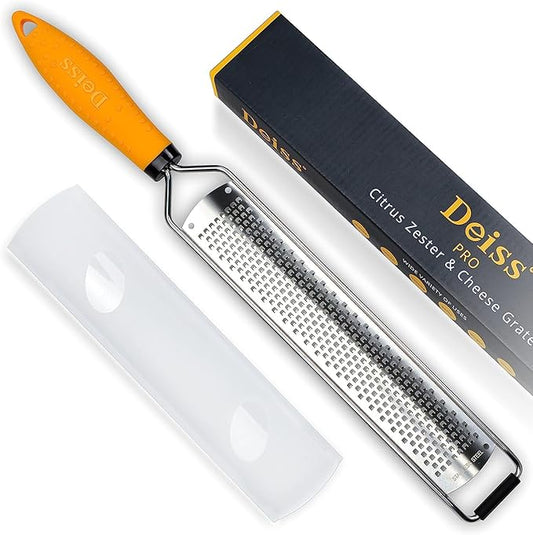 Deiss PRO Lemon Zester & Heavy Duty Cheese Grater & Vegetable Grater and Deiss PRO Heavy Duty Stainless Steel Measuring Spoons for Cooking Spices Dry or Liquid Ingredients