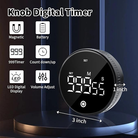 Digital Kitchen Timer with Magnet,Large LED Display Visual Timer with Countdown Countup for Adult & Children,Battery Supply for Classroom Home Gym Office