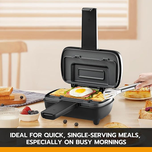 Electric Double-Sided Non-Stick Sandwich Maker, Mini Square Grill Pan for Toasted Sandwiches, Grilled Cheese, Pancakes, Omelets - Essential Kitchen Gadget for Home Cooking