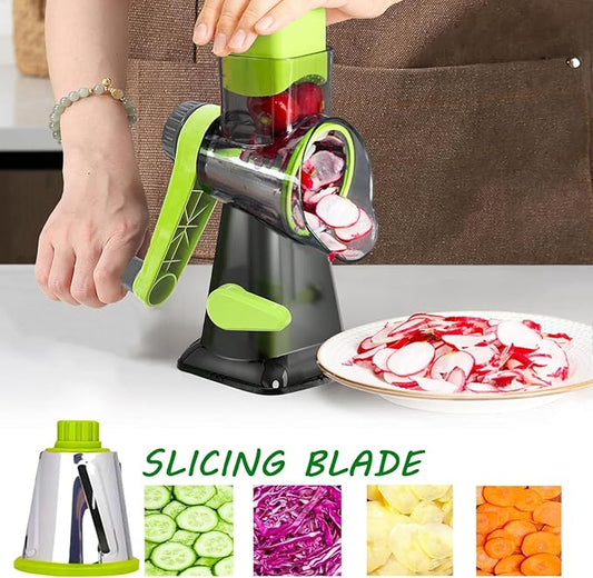 Cheese Grater Rotary Cheese Grater,Versatile Cheese Shredder,Blades for Shredding, Grating, Slicing,Cheese Shredder with Suction Base and Cleaning Brush Kitchen Gift (green)