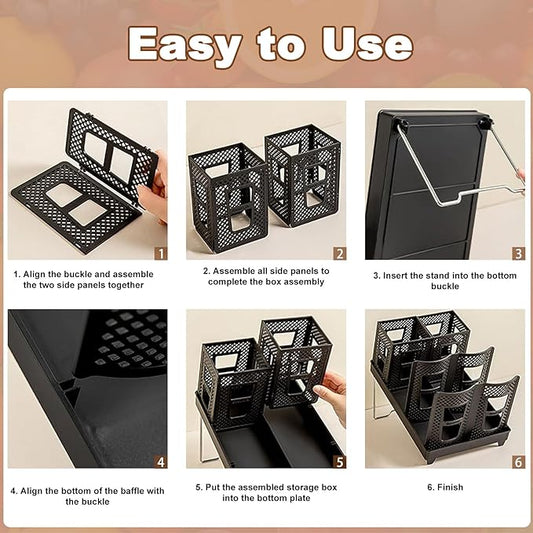 2-In-1 Coffee Cup Organizer,Foldable Stand Compartment Coffee Cup Dispenser,Cups, Straw, Cup Lid Manager,Suitable For Coffee Stations, Offices, Lounges