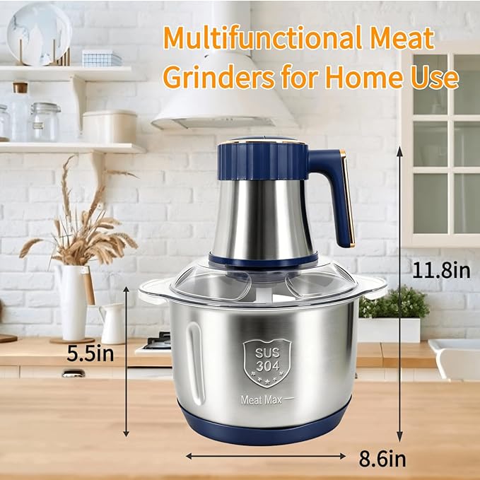 SPEHKAOO Food Processor,5-Speed Electric Food Chopper,Meat Grinder 5L(20Cups) with Two 6-Blade Sets,500W Powerful Vegetable Chopper Used for Dough Mixing,Meat, Nuts, Fruits, Garlic and Vegetables