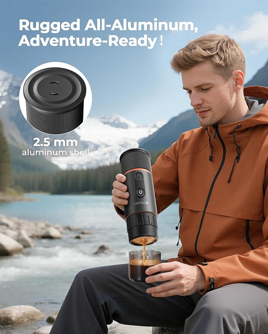 COTGCO Portable Espresso Coffee Maker, Travel Coffee Maker for Camping, 20 Bar Self‑Heating Rechargeable with USB-C, with NS Capsule for Car/Travel/Camping