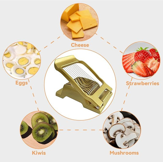 Egg Slicer for Hard Boiled Eggs Heavy Duty, Egg Cutter for Soft Fruit Food Mushroom Gold